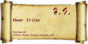 Haar Irina névjegykártya